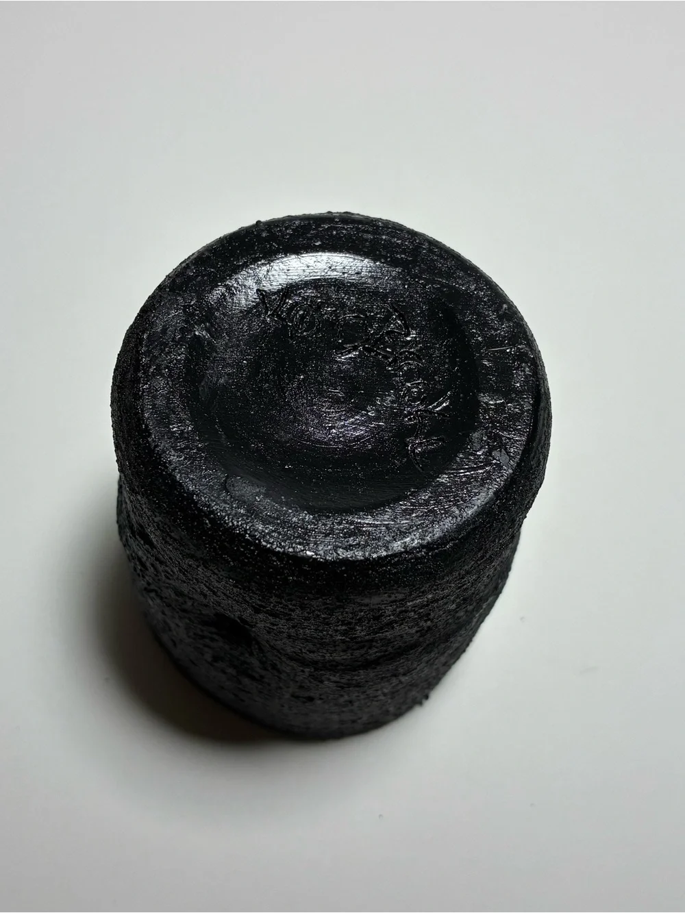 Handmade Repurposed Black Ceramic Cup Vase Textured Acrylic Painted Modern Decor